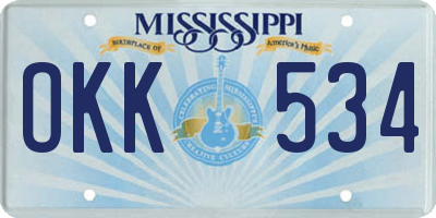 MS license plate OKK534