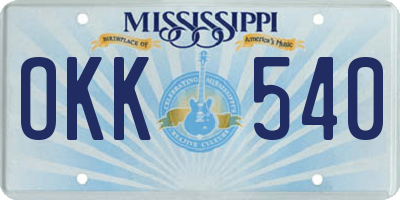 MS license plate OKK540