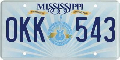 MS license plate OKK543