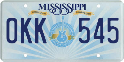 MS license plate OKK545