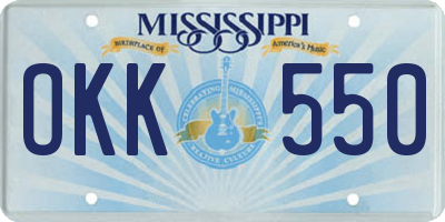 MS license plate OKK550
