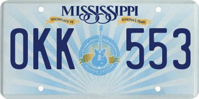 MS license plate OKK553