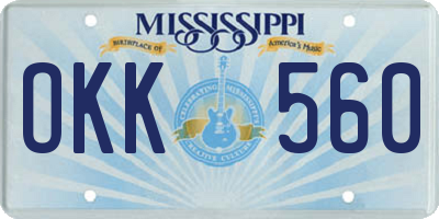 MS license plate OKK560