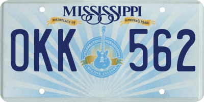 MS license plate OKK562