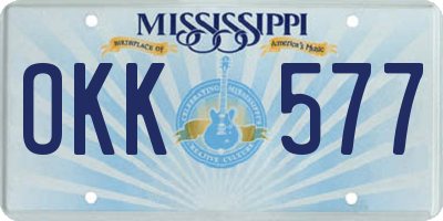 MS license plate OKK577