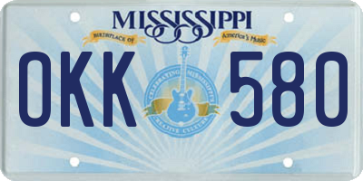 MS license plate OKK580