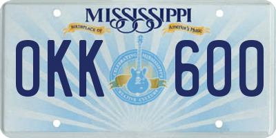 MS license plate OKK600