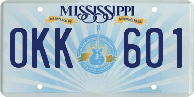 MS license plate OKK601