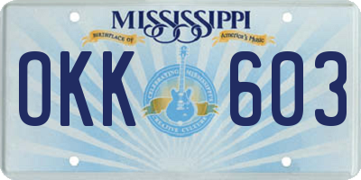 MS license plate OKK603