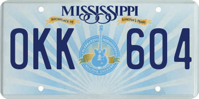 MS license plate OKK604