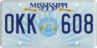 MS license plate OKK608