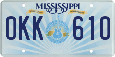 MS license plate OKK610
