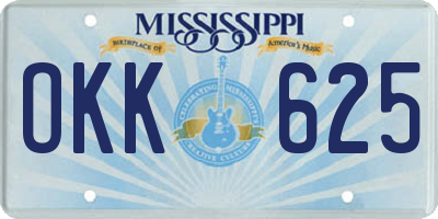 MS license plate OKK625