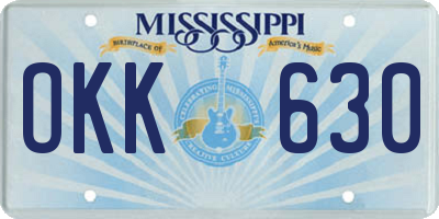 MS license plate OKK630