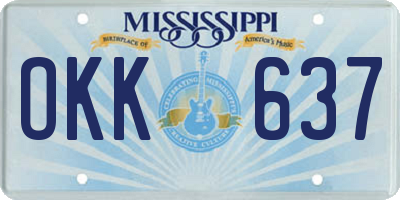MS license plate OKK637