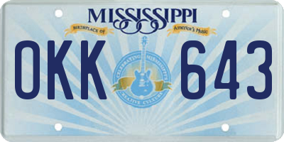 MS license plate OKK643