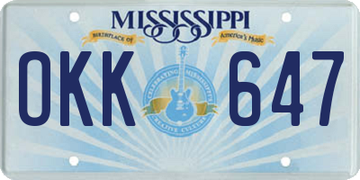 MS license plate OKK647