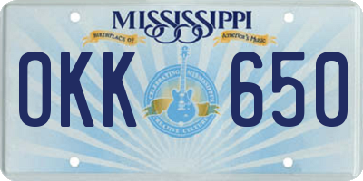 MS license plate OKK650