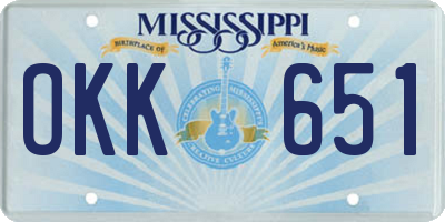 MS license plate OKK651