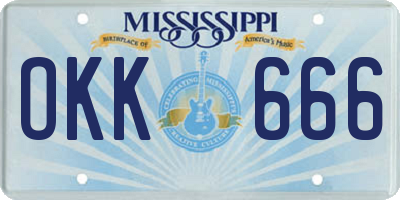 MS license plate OKK666