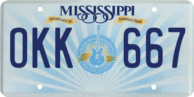 MS license plate OKK667