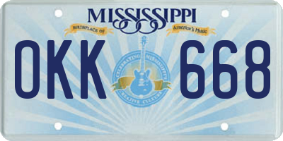 MS license plate OKK668