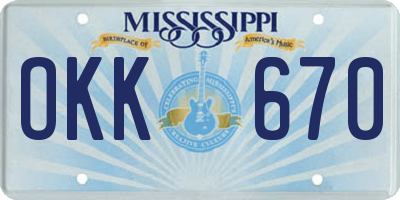MS license plate OKK670