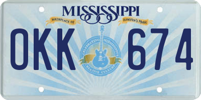 MS license plate OKK674