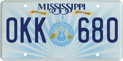 MS license plate OKK680
