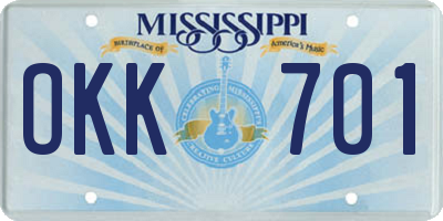 MS license plate OKK701