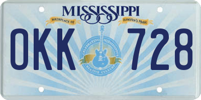 MS license plate OKK728