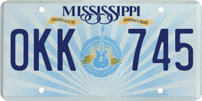 MS license plate OKK745