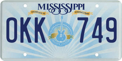 MS license plate OKK749