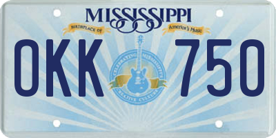 MS license plate OKK750