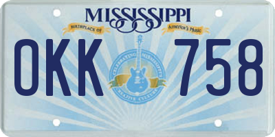 MS license plate OKK758