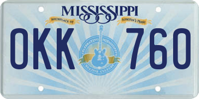 MS license plate OKK760