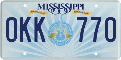 MS license plate OKK770