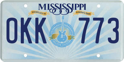 MS license plate OKK773