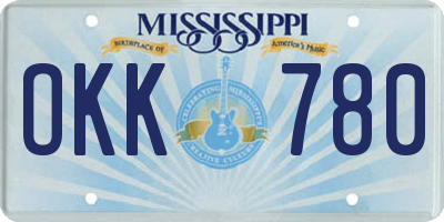 MS license plate OKK780