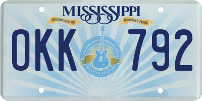 MS license plate OKK792