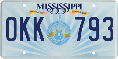 MS license plate OKK793