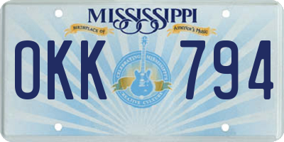 MS license plate OKK794