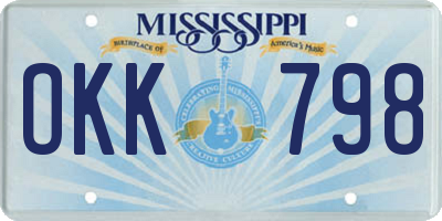 MS license plate OKK798