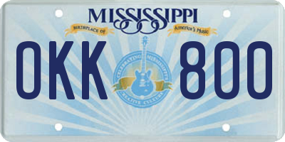 MS license plate OKK800