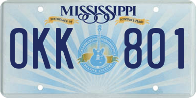 MS license plate OKK801