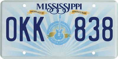 MS license plate OKK838