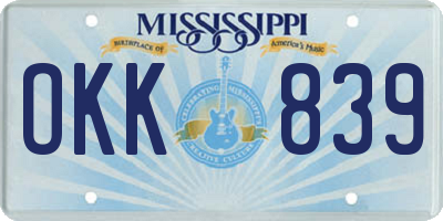MS license plate OKK839