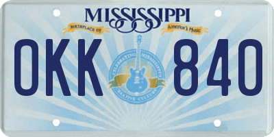 MS license plate OKK840