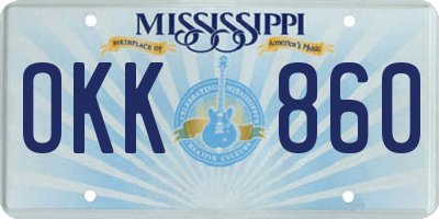 MS license plate OKK860