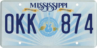 MS license plate OKK874